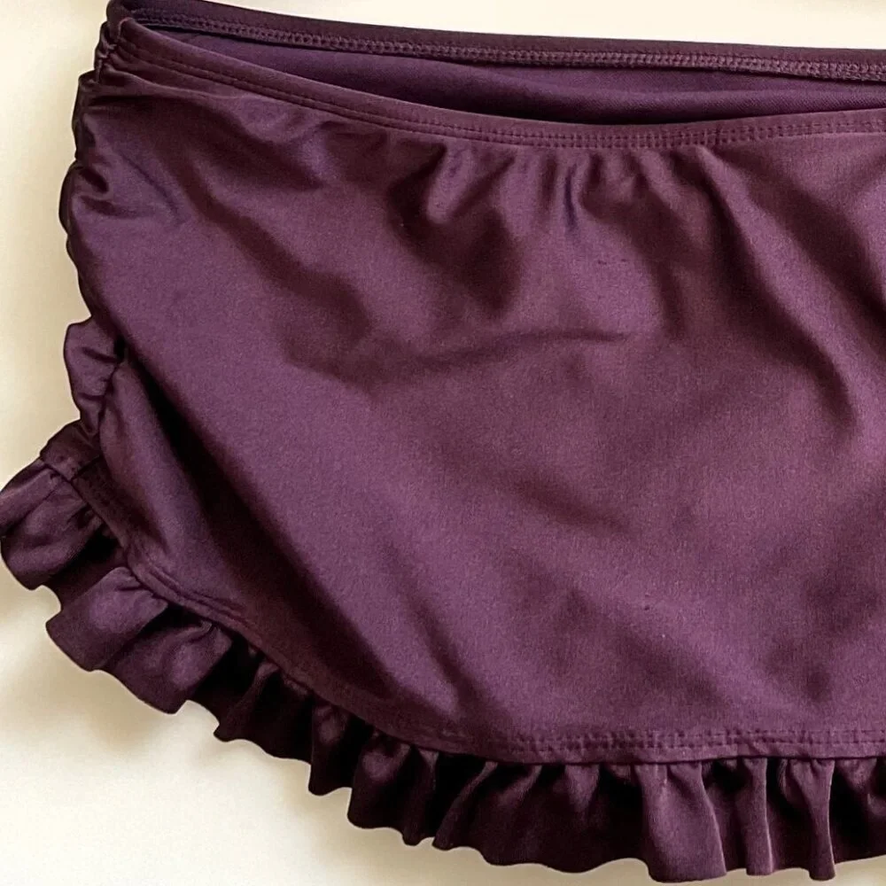 ATTENTION PURPLE SWIM SKIRT AND ONE SHOULDER TOP SWIMSUIT (Flaw)